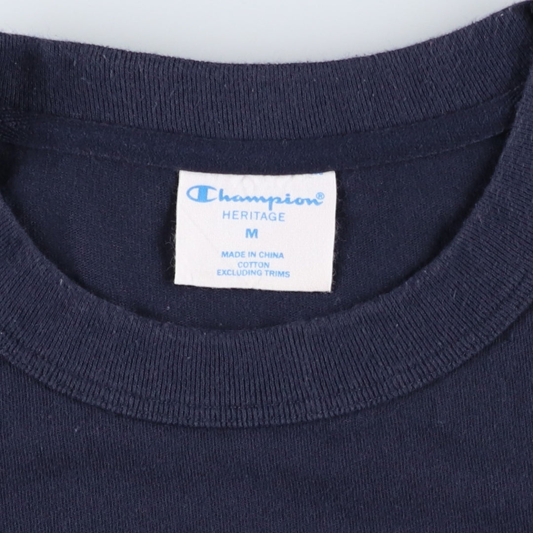 Champion Heritage Logo T-Shirt, Men's Size M (approx.) cotton navy blue type Vintage Second Hand