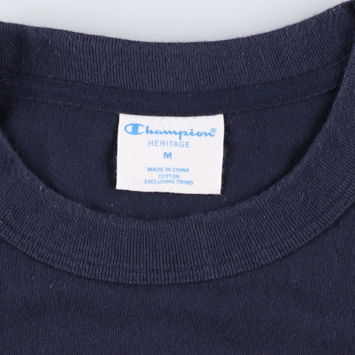 Champion Heritage Logo T-Shirt, Men's Size M (approx.) cotton navy blue type Vintage Second Hand