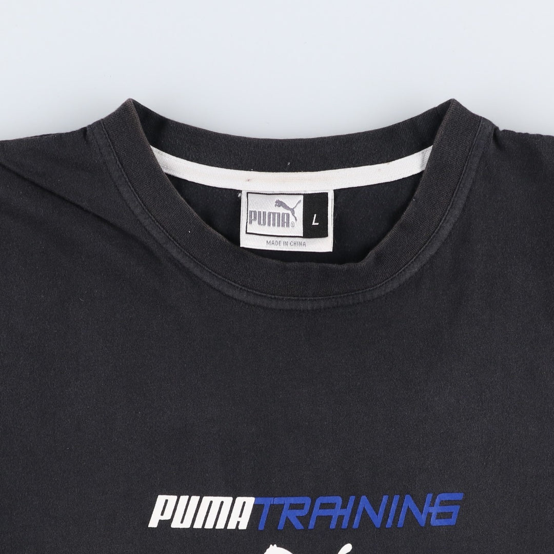 90s-00'S Puma printed logo T-shirt, men's size L (approx.) cotton black type Vintage Second Hand