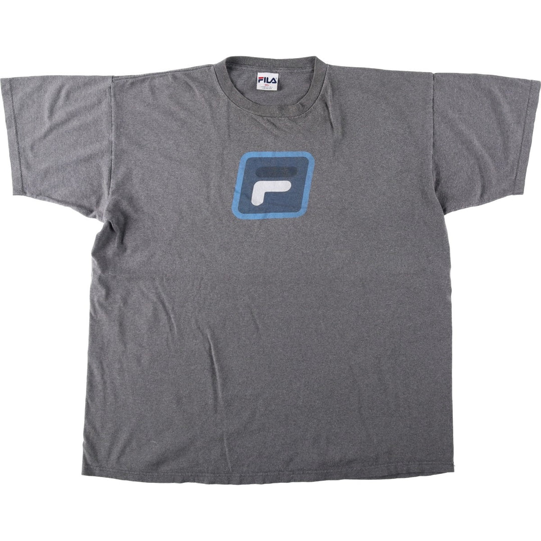 FILA logo print T-shirt, made in USA, men's size XL equivalent. cotton gray type Vintage Second Hand