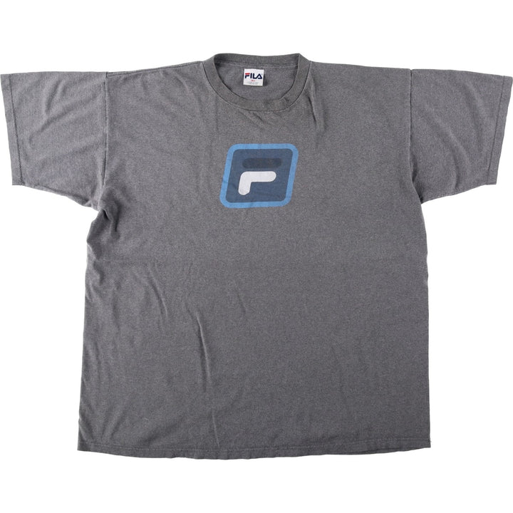 FILA logo print T-shirt, made in USA, men's size XL equivalent. cotton gray type Vintage Second Hand