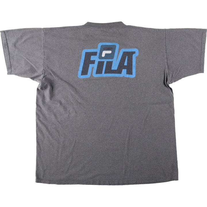 FILA logo print T-shirt, made in USA, men's size XL equivalent. cotton gray type Vintage Second Hand