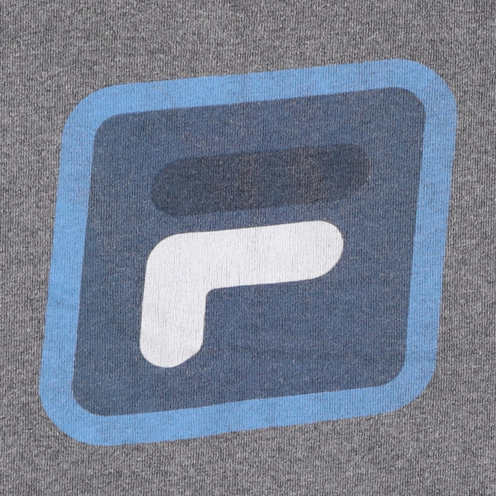 FILA logo print T-shirt, made in USA, men's size XL equivalent. cotton gray type Vintage Second Hand