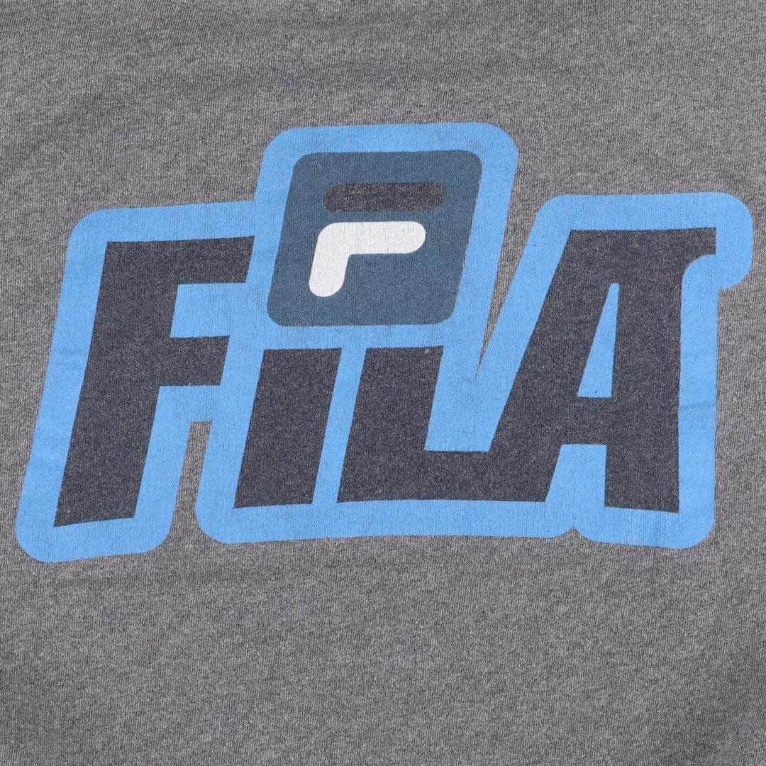 FILA logo print T-shirt, made in USA, men's size XL equivalent. cotton gray type Vintage Second Hand