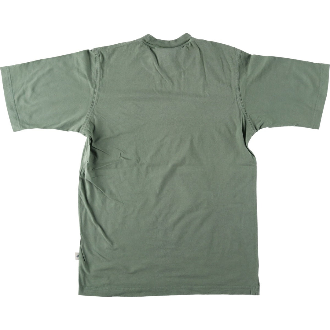 2000'S Adidas T-shirt with a single logo, men's size S (approx.) cotton Khaki type sage green Vintage Second Hand