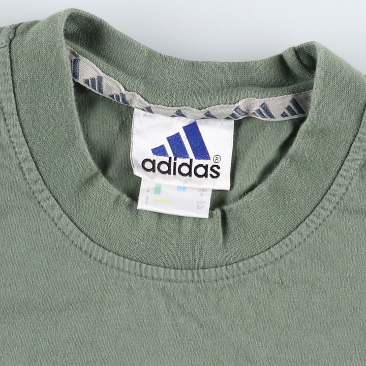 2000'S Adidas T-shirt with a single logo, men's size S (approx.) cotton Khaki type sage green Vintage Second Hand