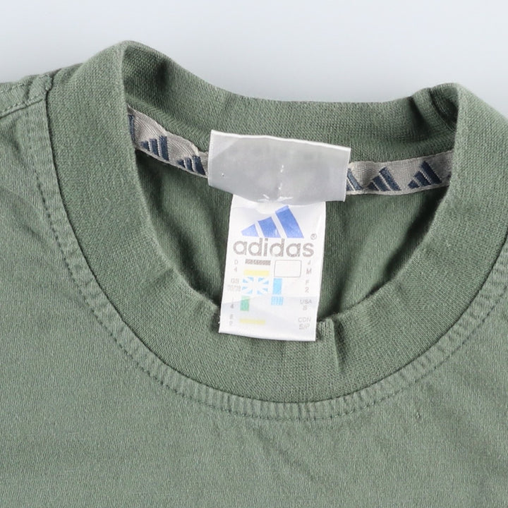 2000'S Adidas T-shirt with a single logo, men's size S (approx.) cotton Khaki type sage green Vintage Second Hand