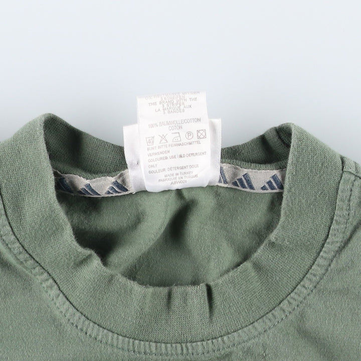 2000'S Adidas T-shirt with a single logo, men's size S (approx.) cotton Khaki type sage green Vintage Second Hand