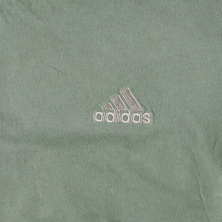 2000'S Adidas T-shirt with a single logo, men's size S (approx.) cotton Khaki type sage green Vintage Second Hand