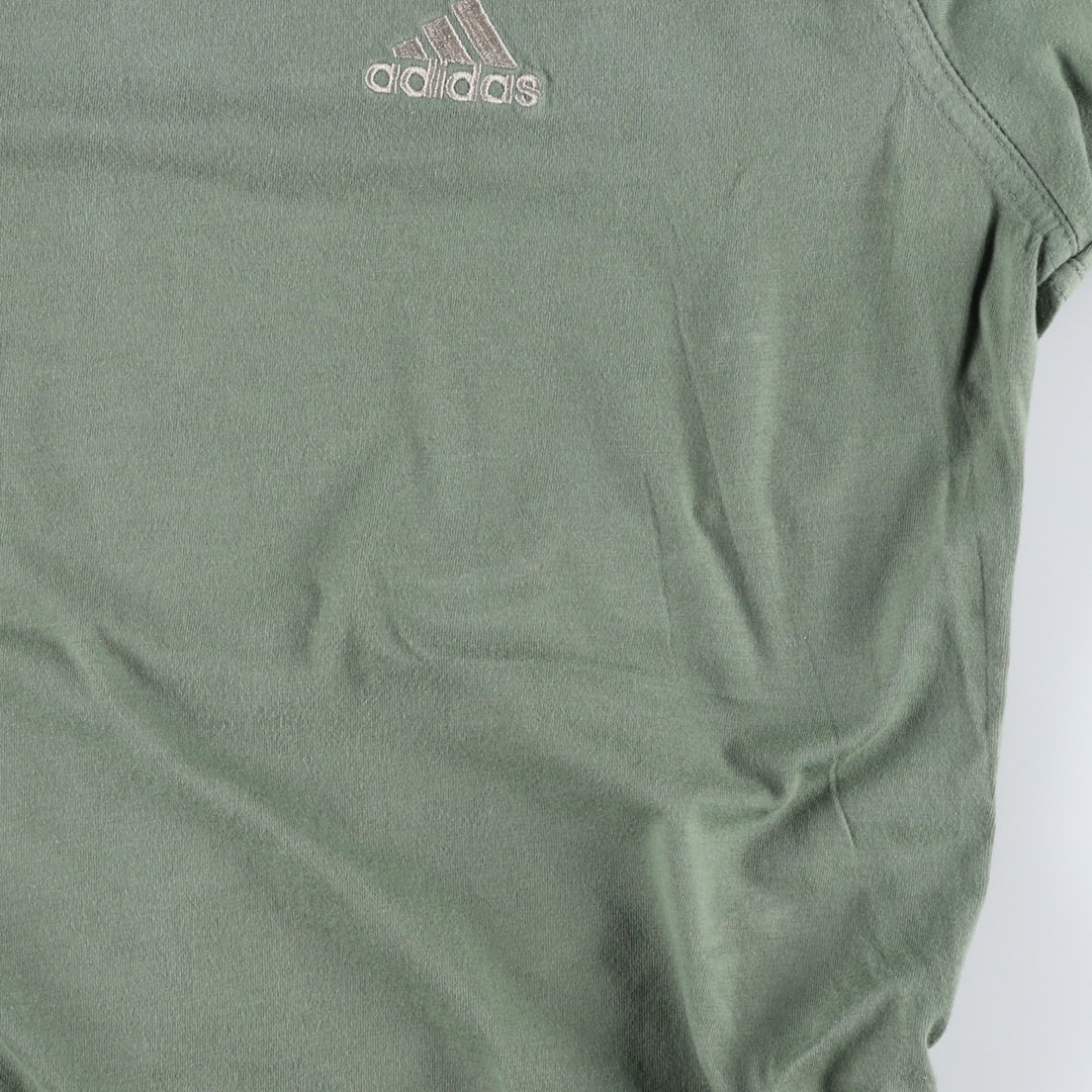 2000'S Adidas T-shirt with a single logo, men's size S (approx.) cotton Khaki type sage green Vintage Second Hand