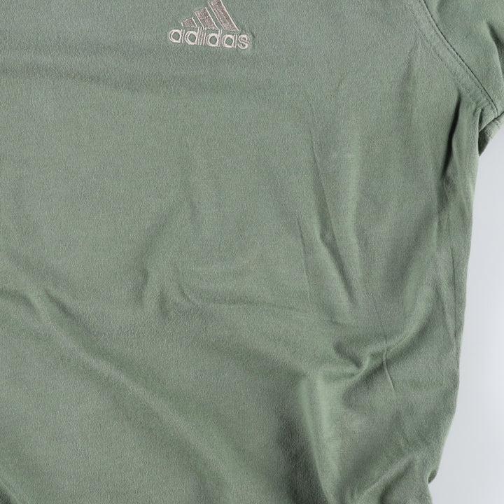 2000'S Adidas T-shirt with a single logo, men's size S (approx.) cotton Khaki type sage green Vintage Second Hand