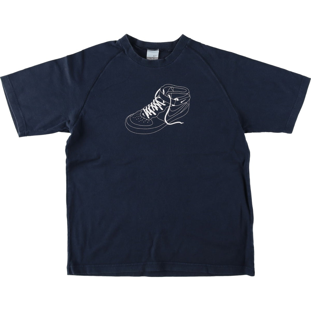 2000'S Nike sports print T-shirt, men's size M (approx.) cotton black type Vintage Second Hand