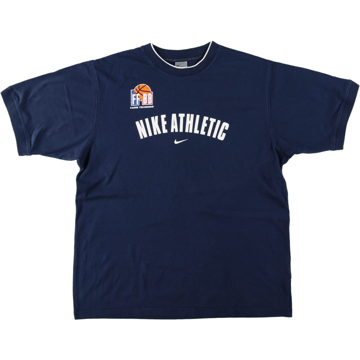00'S Nike logo print T-shirt, men's XL size cotton navy blue type Vintage Second Hand