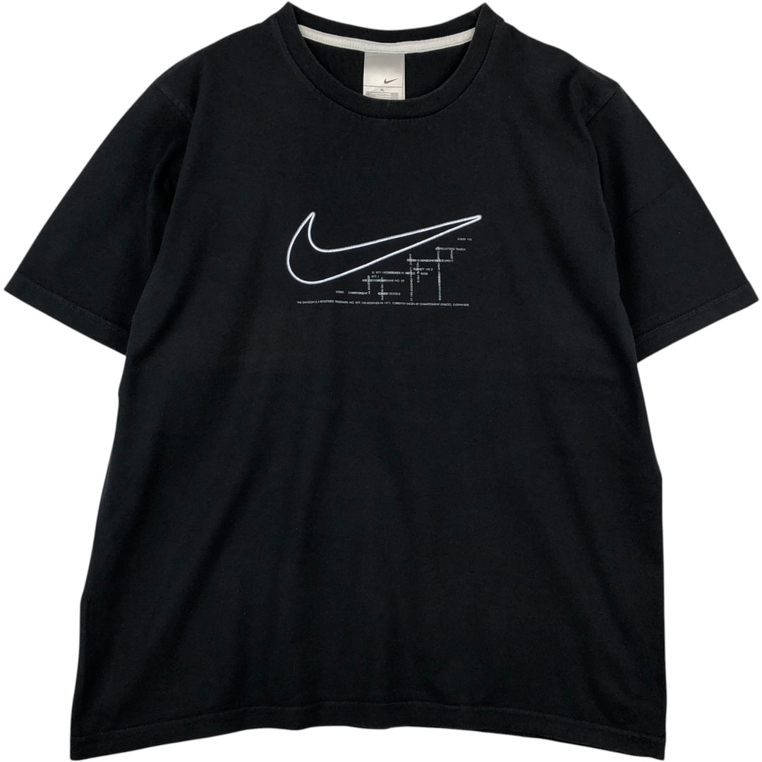 00'S Nike logo print T-shirt, men's XL size cotton black type Vintage Second Hand