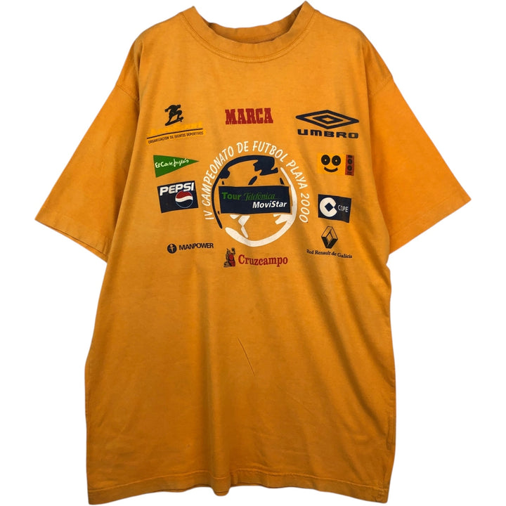 Umbro Advertising Logo Print T-Shirt, Men's Size L (approx.) cotton yellow type Vintage Second Hand