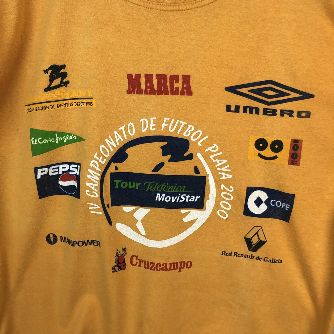 Umbro Advertising Logo Print T-Shirt, Men's Size L (approx.) cotton yellow type Vintage Second Hand