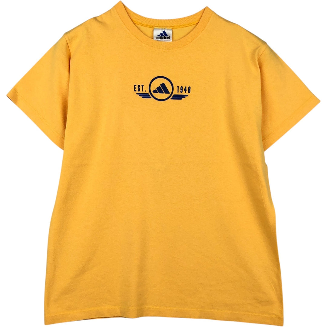 ~2000'S Adidas logo print T-shirt, made in USA, men's size L equivalent. cotton yellow type Vintage Second Hand