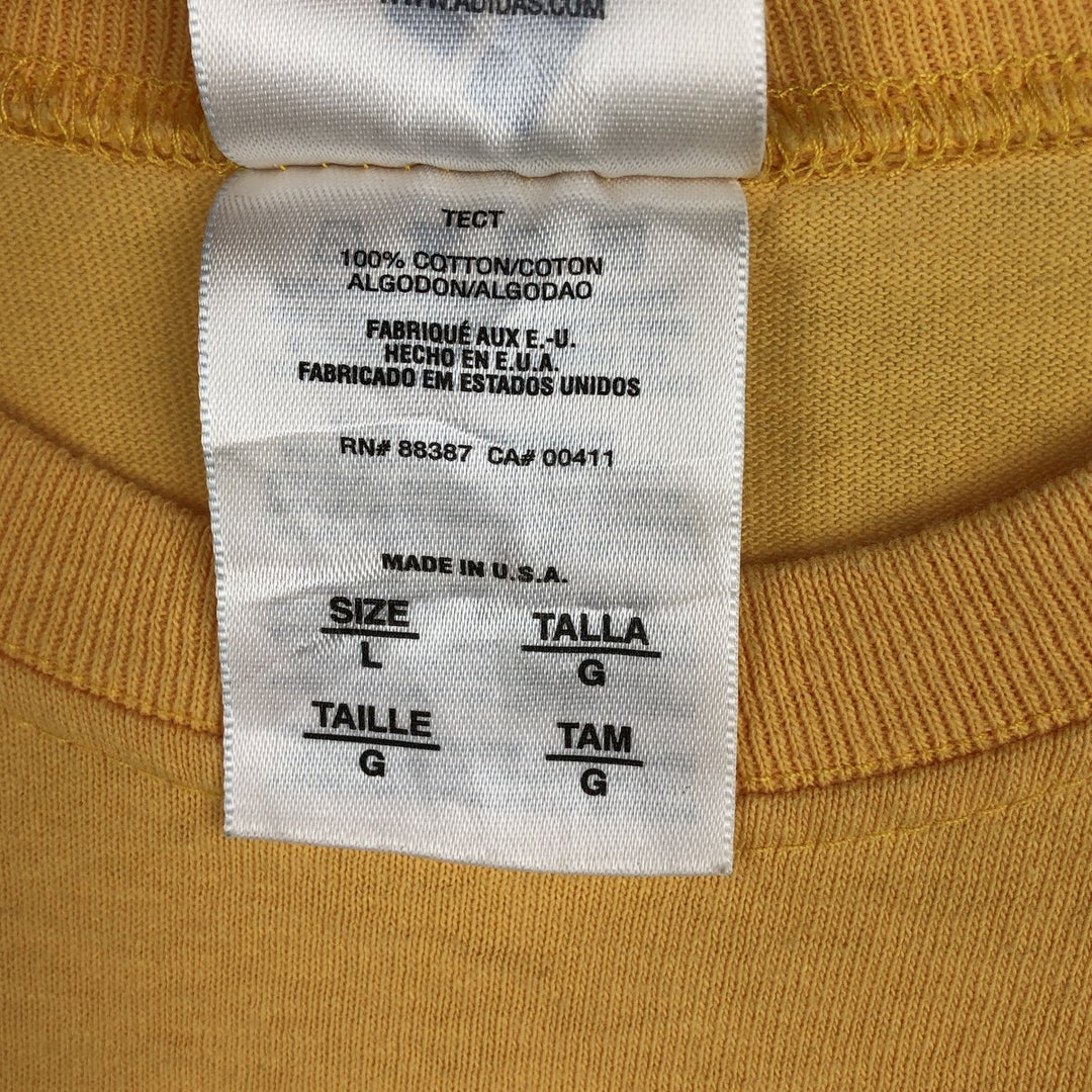 ~2000'S Adidas logo print T-shirt, made in USA, men's size L equivalent. cotton yellow type Vintage Second Hand
