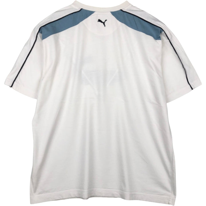 90s-00'S Puma V-neck logo print t-shirt, men's size XL equivalent, vintage. unclear white type Vintage Second Hand