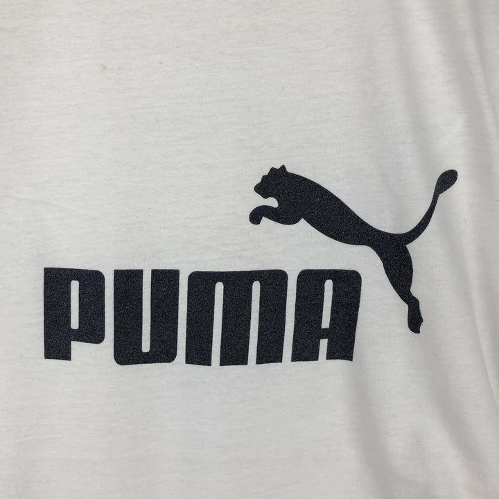 90s-00'S Puma V-neck logo print t-shirt, men's size XL equivalent, vintage. unclear white type Vintage Second Hand