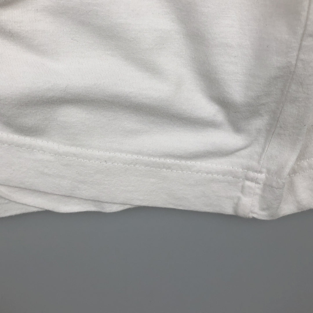 90s-00'S Puma V-neck logo print t-shirt, men's size XL equivalent, vintage. unclear white type Vintage Second Hand