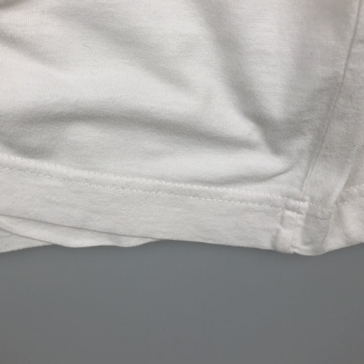 90s-00'S Puma V-neck logo print t-shirt, men's size XL equivalent, vintage. unclear white type Vintage Second Hand