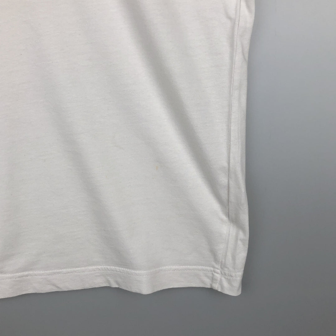 90s-00'S Puma V-neck logo print t-shirt, men's size XL equivalent, vintage. unclear white type Vintage Second Hand
