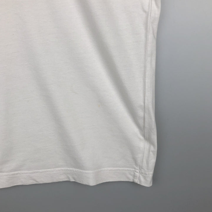 90s-00'S Puma V-neck logo print t-shirt, men's size XL equivalent, vintage. unclear white type Vintage Second Hand