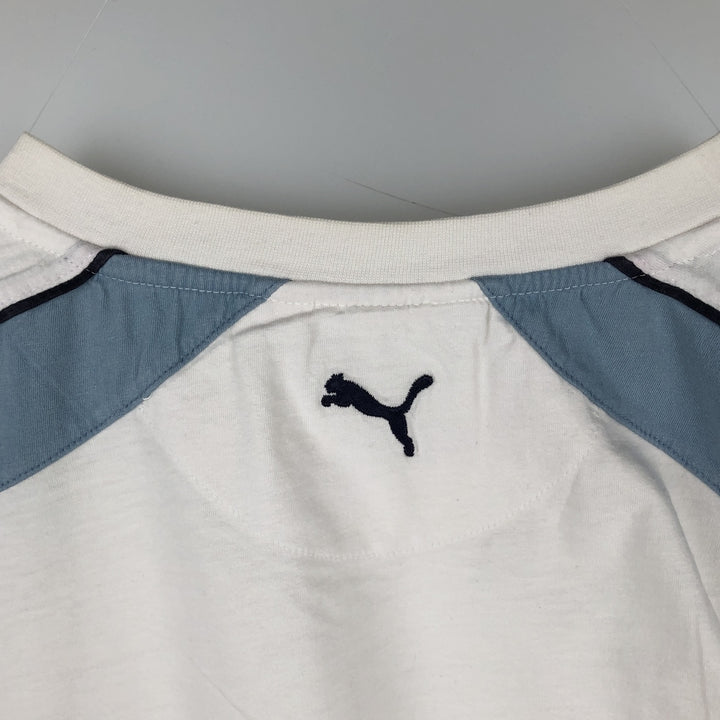 90s-00'S Puma V-neck logo print t-shirt, men's size XL equivalent, vintage. unclear white type Vintage Second Hand