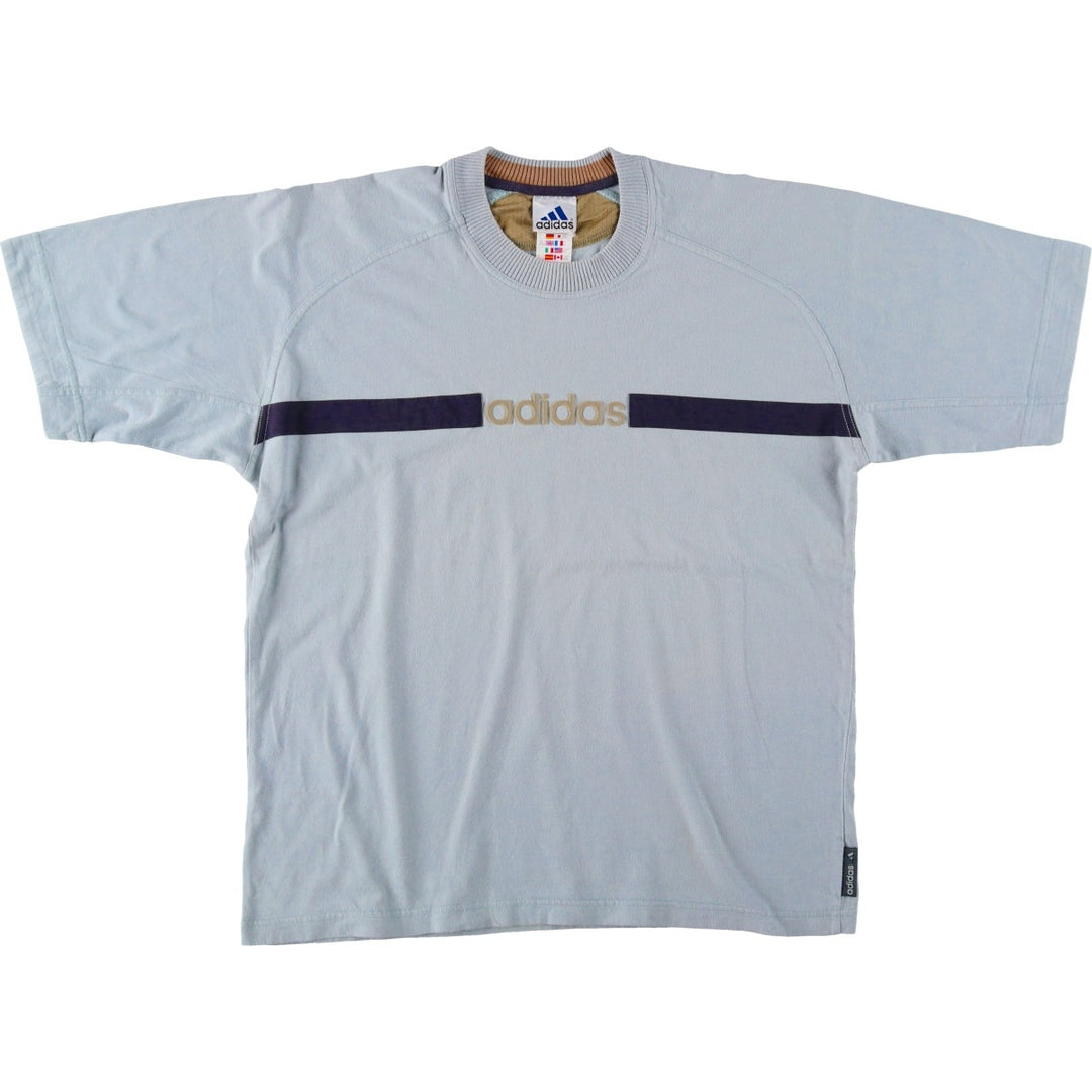 2000'S Adidas logo T-shirt, men's size M (approx.) cotton Blue type light blue Vintage Second Hand