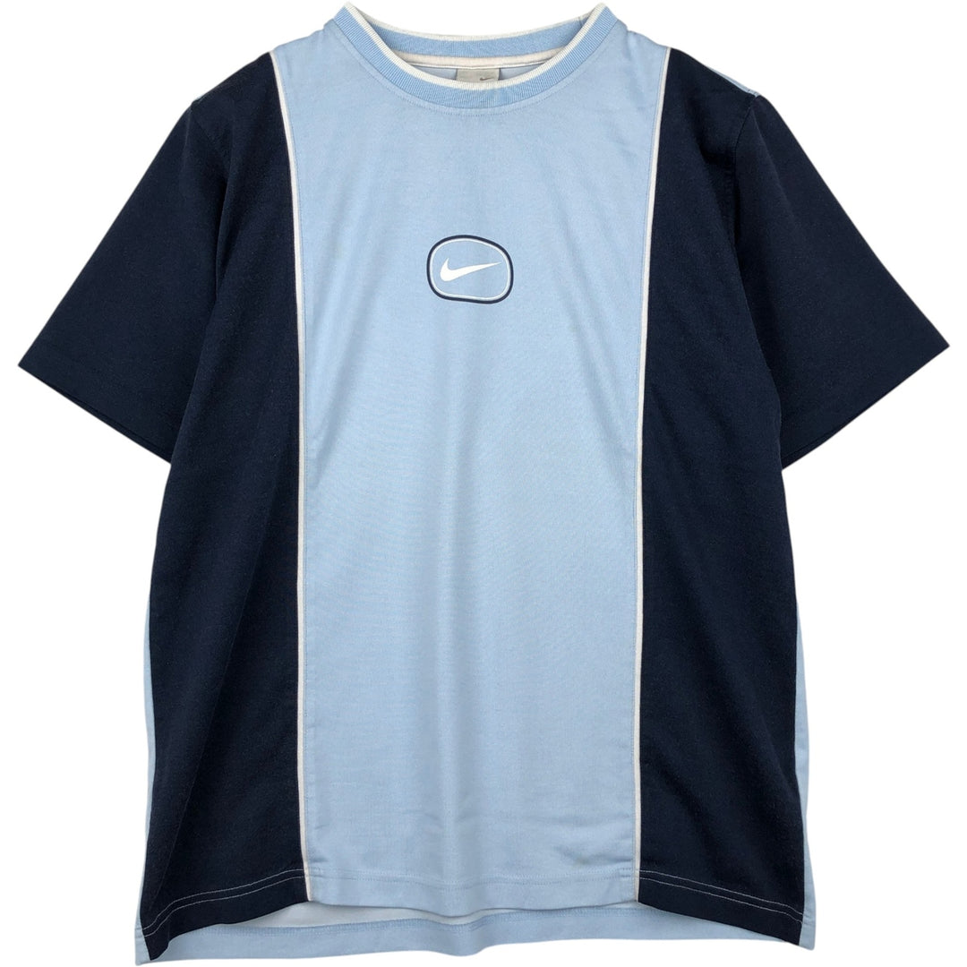 2000'S Nike Two-Tone Logo Print T-Shirt, Men's Size L (approx.) cotton Blue type light blue Vintage Second Hand