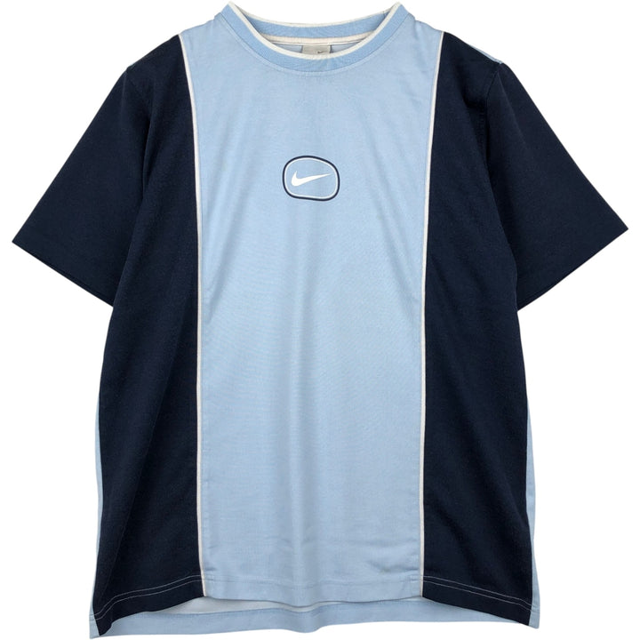 2000'S Nike Two-Tone Logo Print T-Shirt, Men's Size L (approx.) cotton Blue type light blue Vintage Second Hand