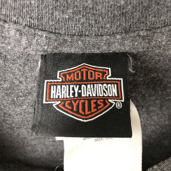 Harley-Davidson Snake Pattern Python Pattern Motorcycle Bike T-shirt Men's XXL cotton Charcoal Vintage Second Hand