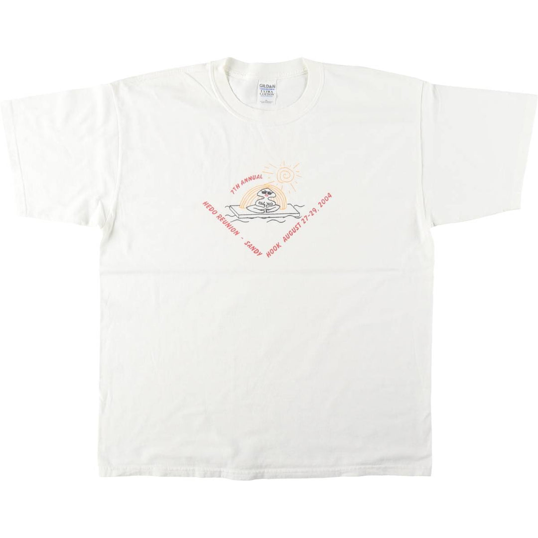 Gildan Printed T-shirt, Men's XL size cotton white type Vintage Second Hand