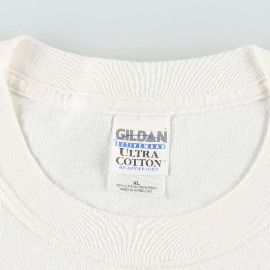 Gildan Printed T-shirt, Men's XL size cotton white type Vintage Second Hand