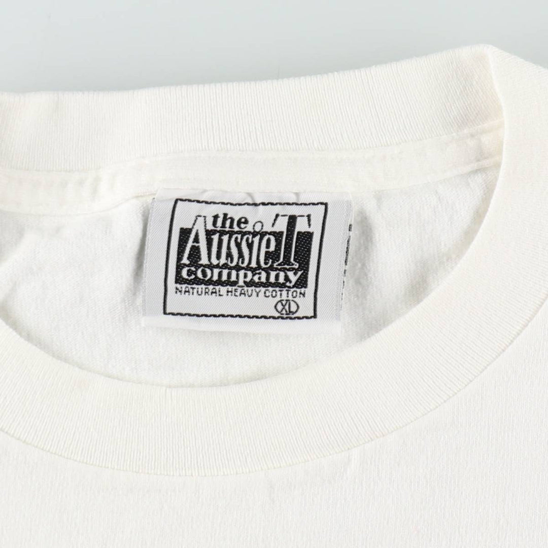 90'S The AussieT company message print T-shirt, made in USA, men's size XL equivalent, vintage. cotton white type Vintage Second Hand