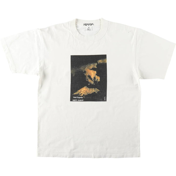 90'S NOMADA Print T-Shirt, Men's Size M (Equivalent), Vintage cotton pale white type Vintage Second Hand