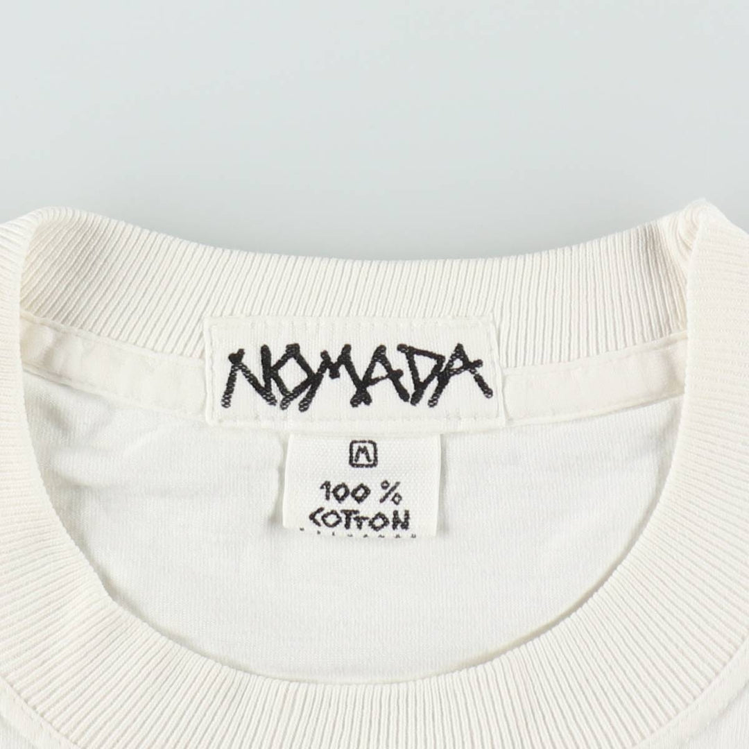 90'S NOMADA Print T-Shirt, Men's Size M (Equivalent), Vintage cotton pale white type Vintage Second Hand