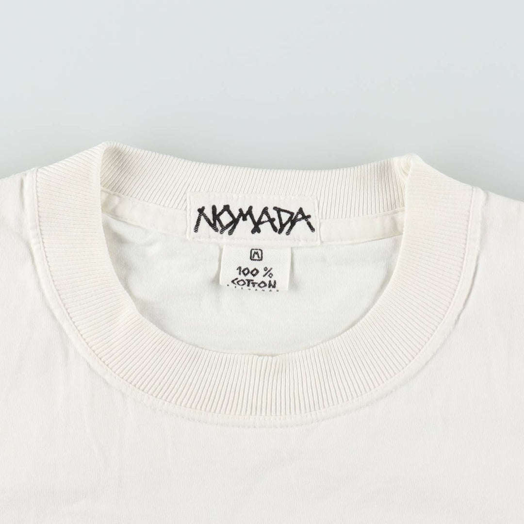 90'S NOMADA Print T-Shirt, Men's Size M (Equivalent), Vintage cotton pale white type Vintage Second Hand