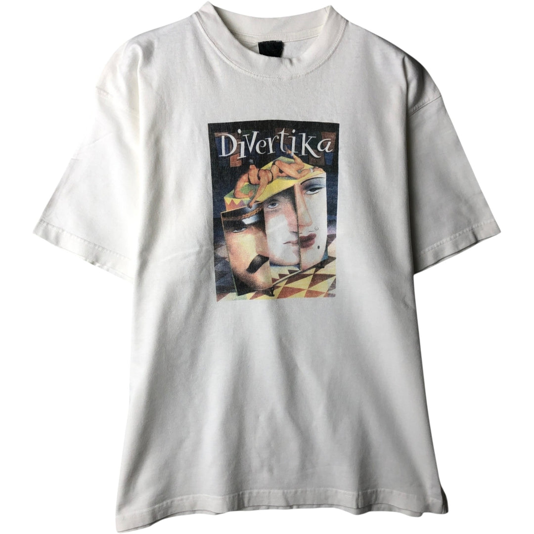 DIVERTIKA Art T-shirt, Men's Size M unclear white type Vintage Second Hand