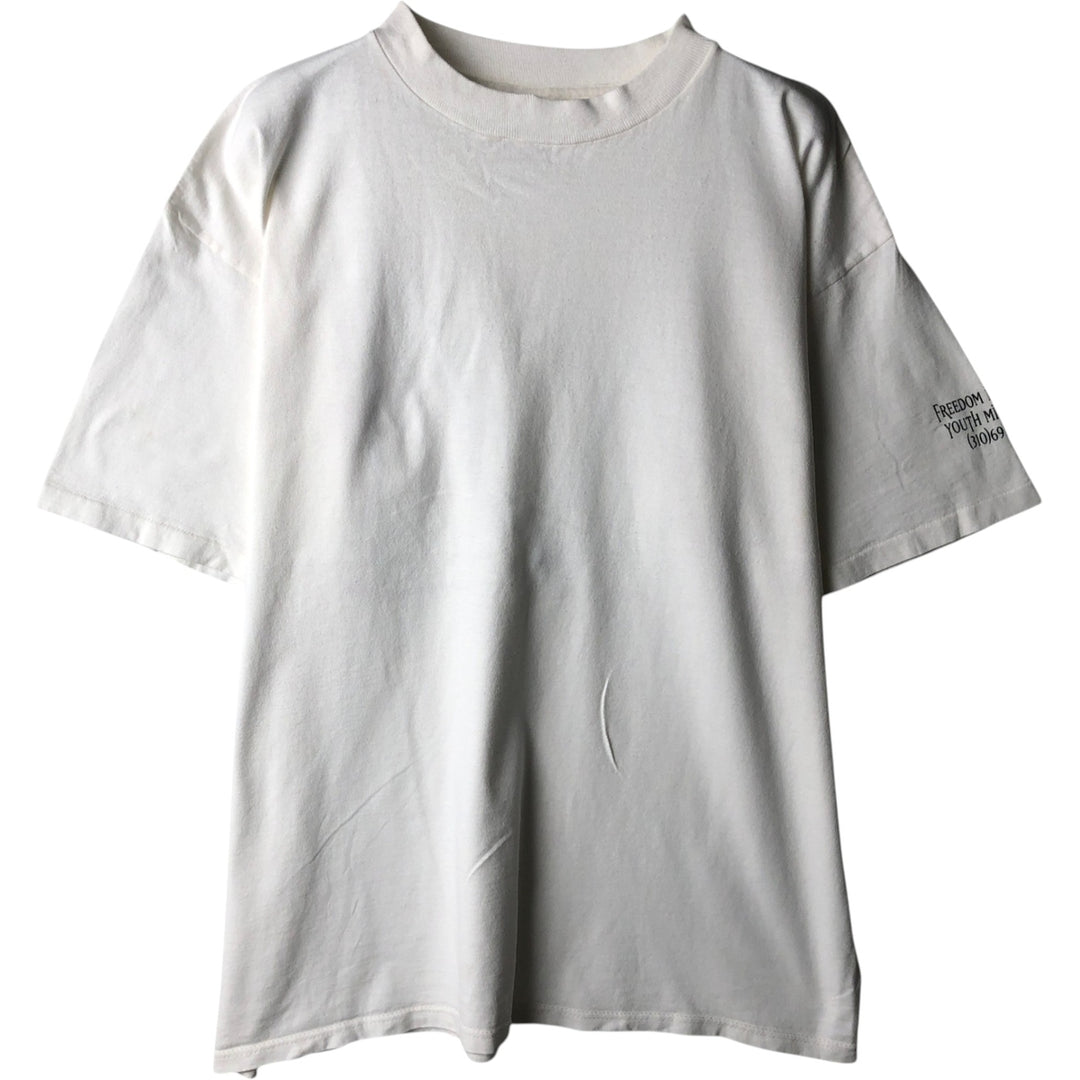 90'S HLMILLER Jesus Christ Back Print Message T-Shirt, Made in USA, Men's XL equivalent, Vintage cotton white type Vintage Second Hand