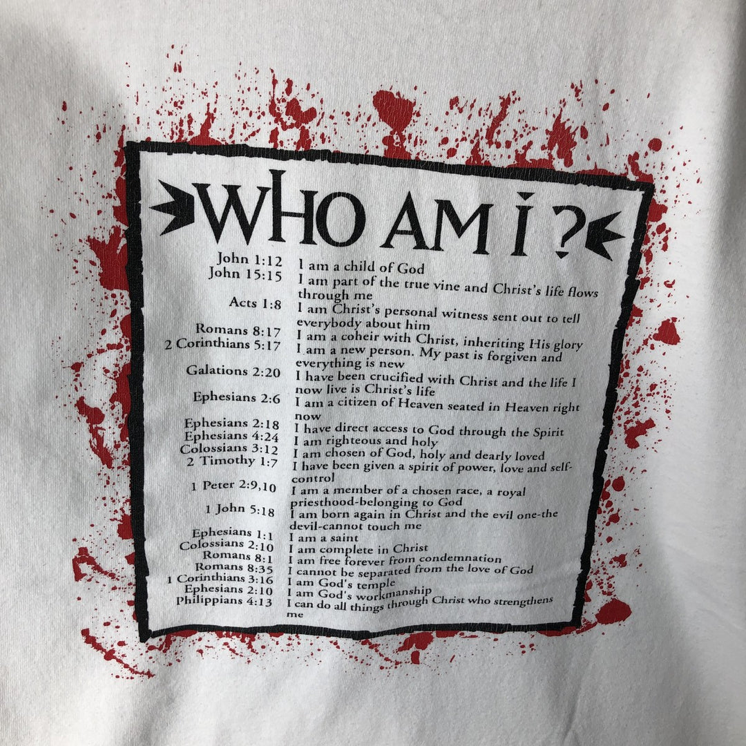 90'S HLMILLER Jesus Christ Back Print Message T-Shirt, Made in USA, Men's XL equivalent, Vintage cotton white type Vintage Second Hand