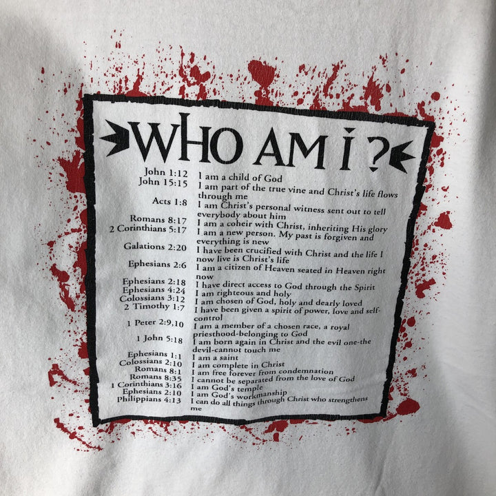 90'S HLMILLER Jesus Christ Back Print Message T-Shirt, Made in USA, Men's XL equivalent, Vintage cotton white type Vintage Second Hand