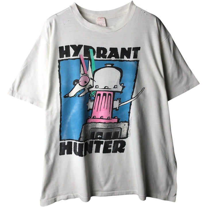 Printed T-shirt, Men's XL equivalent, Vintage unclear white type Vintage Second Hand