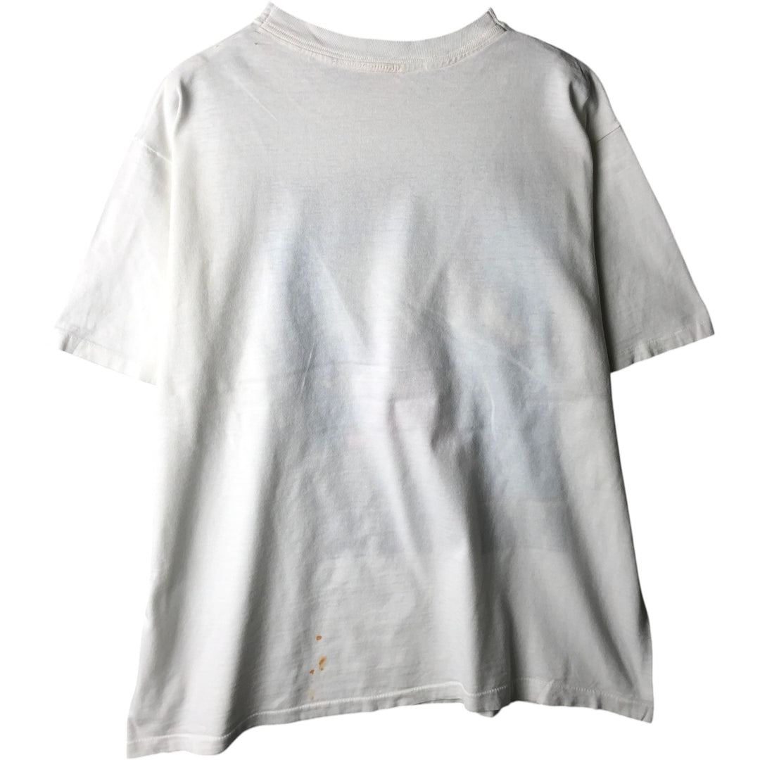 Printed T-shirt, Men's XL equivalent, Vintage unclear white type Vintage Second Hand