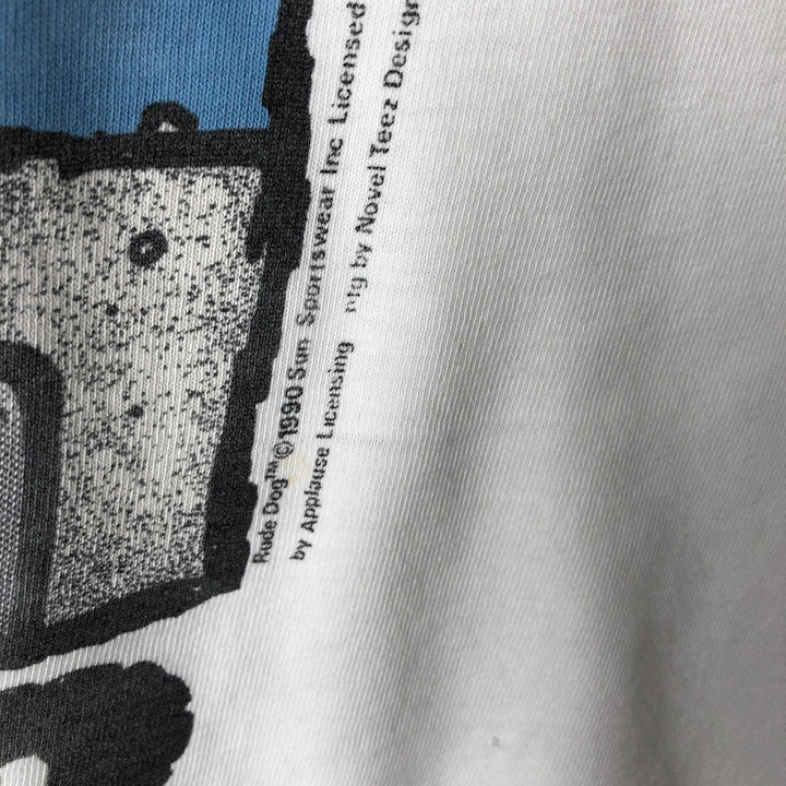 Printed T-shirt, Men's XL equivalent, Vintage unclear white type Vintage Second Hand