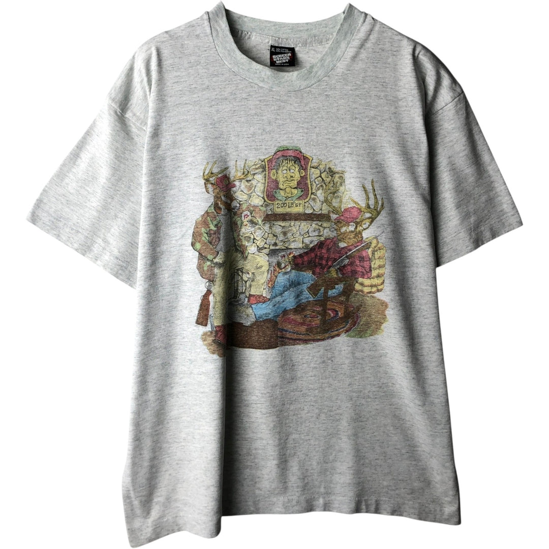 90'S SCREEN STARS Printed T-shirt Made in USA Men's XL Vintage cotton gray type Vintage Second Hand