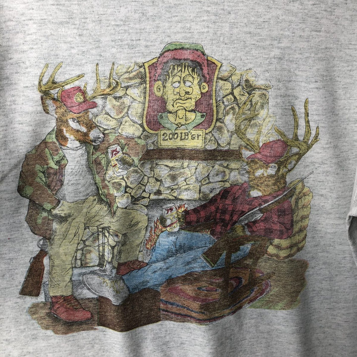 90'S SCREEN STARS Printed T-shirt Made in USA Men's XL Vintage cotton gray type Vintage Second Hand