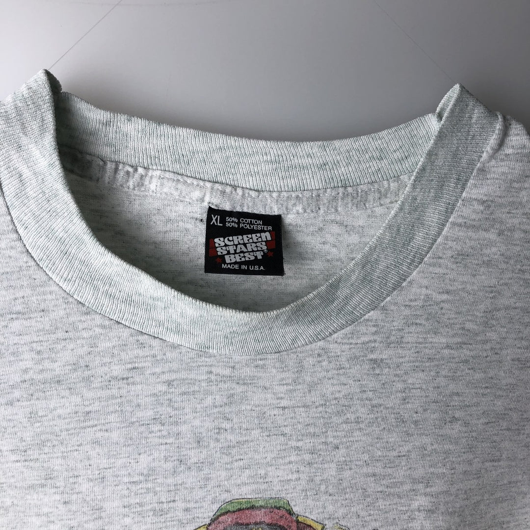 90'S SCREEN STARS Printed T-shirt Made in USA Men's XL Vintage cotton gray type Vintage Second Hand
