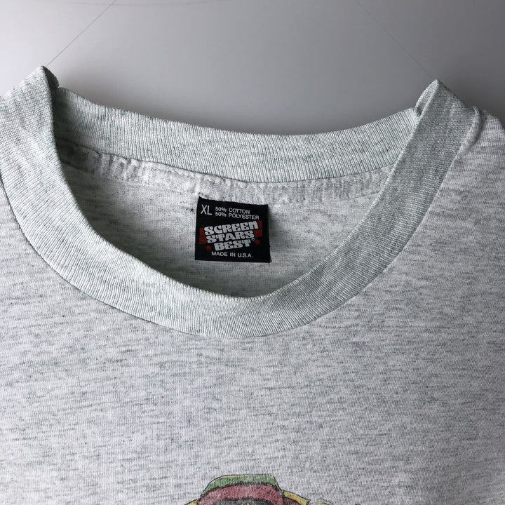 90'S SCREEN STARS Printed T-shirt Made in USA Men's XL Vintage cotton gray type Vintage Second Hand